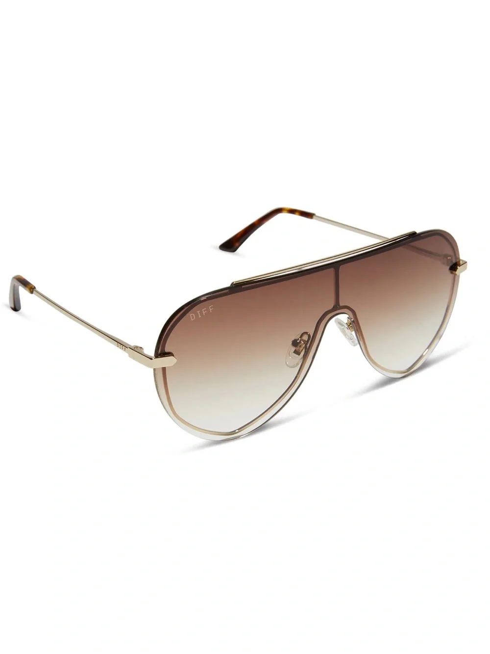 DIFF Charitable Eyewear: Imani - Gold Brown Gradient Aviator Sunglasses